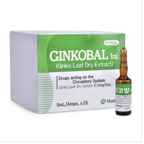 Gingkobal (Гингкобал, экстракт гинкго билоба 17,5 мг, 5 мл × 25 ампул)